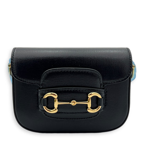 Gucci Horsebit 1955 Crossbody Bag Super Mini Black in Calfskin, Gold hardware_1