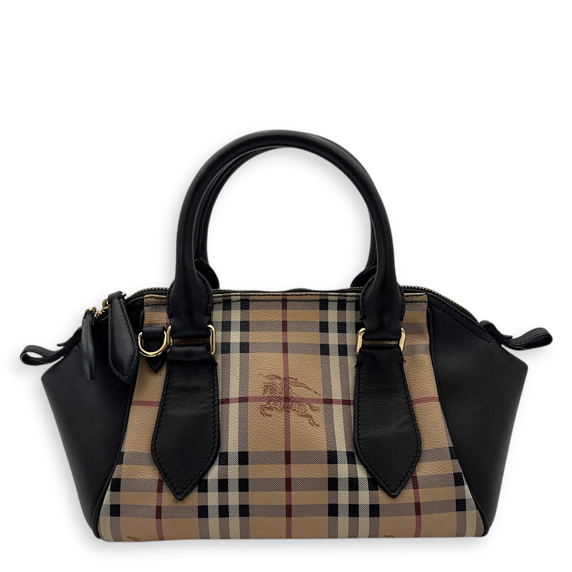 Burberry NA Top Handle Bag Brown in Coated Canvas, Gold hardware_1