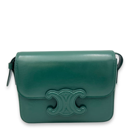 Celine Triomphe Shoulder Bag Green in Calfskin, Gold hardware_1