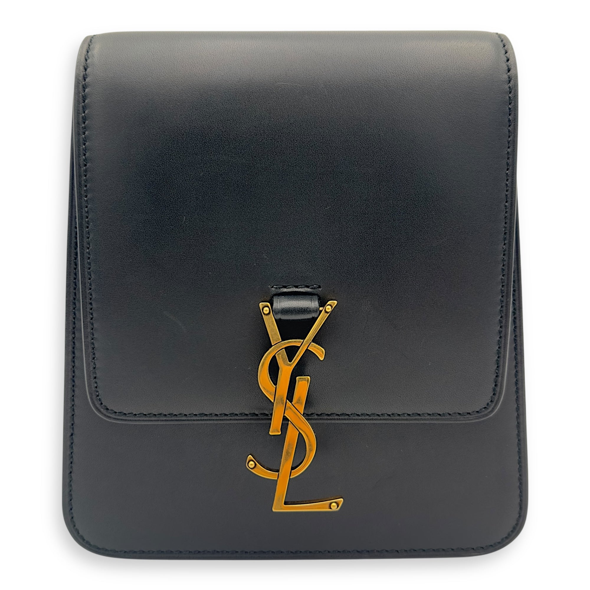 Saint Laurent Kaia Crossbody Bag Black in Calfskin, Gold hardware_1