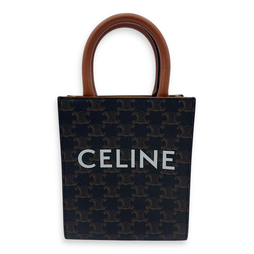 Celine Cabas Triomphe Vertical Top Handle Bag Brown in Coated Canvas_1