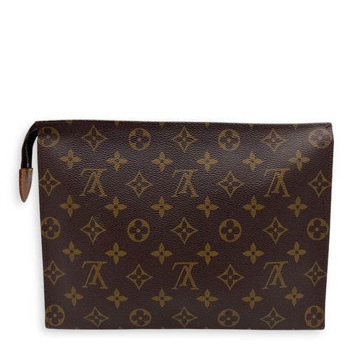 Louis Vuitton Pochette 26 Brown Pouch in Monogram Coated Canvas, Gold hardware_1