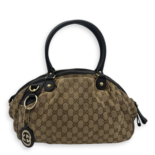 Gucci Sukey Top Handle Bag Brown in Canvas, Gold hardware_1