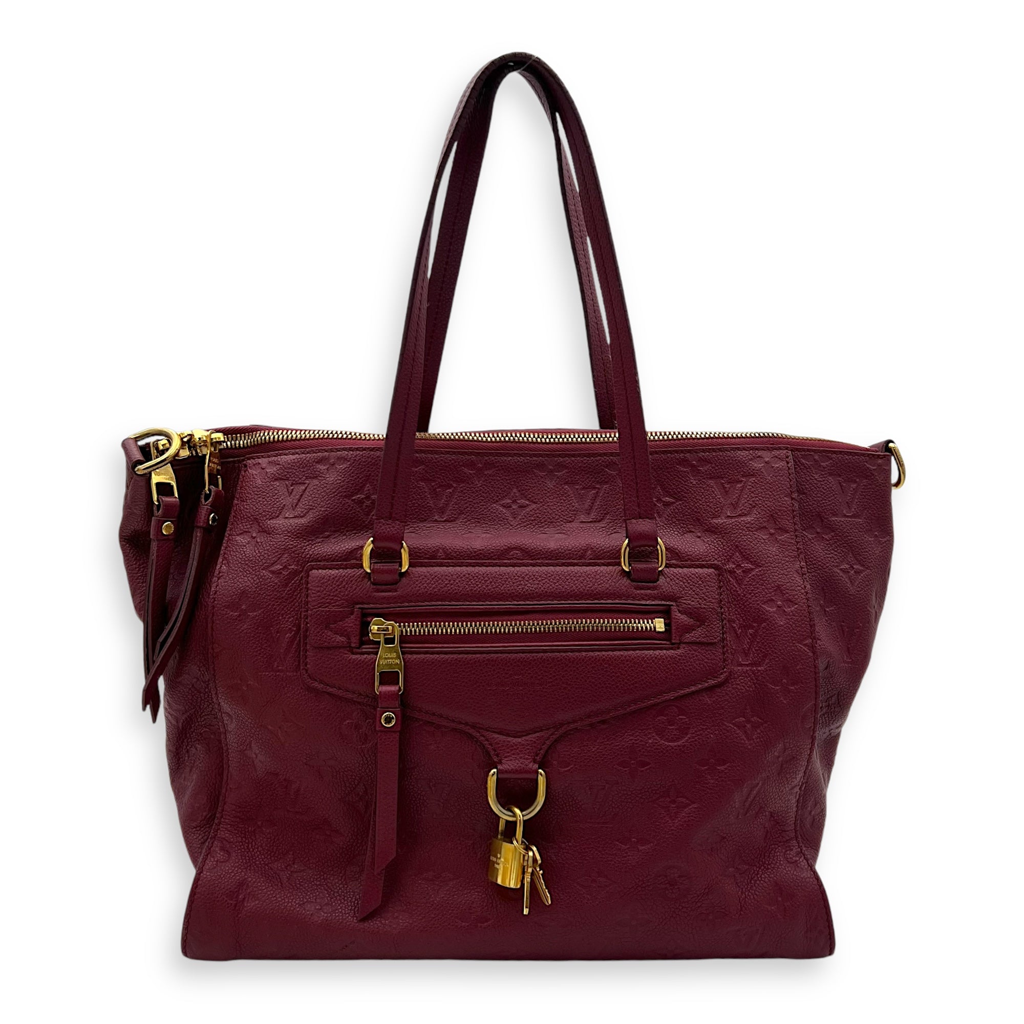 Louis Vuitton Lumineuse PM Red Tote Bag in Empreinte Leather, Gold hardware_1