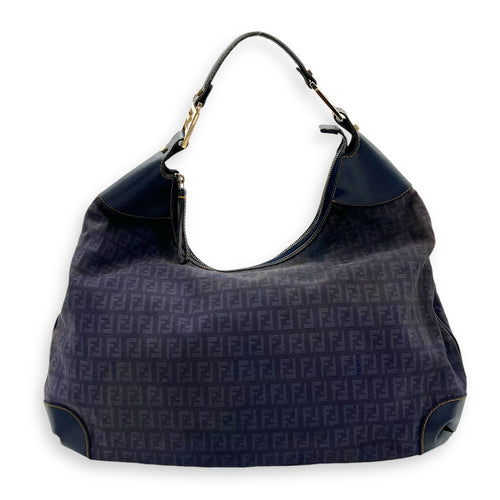 Fendi FF Zucca Shoulder Bag Blue in Jacquard, Gold hardware_1