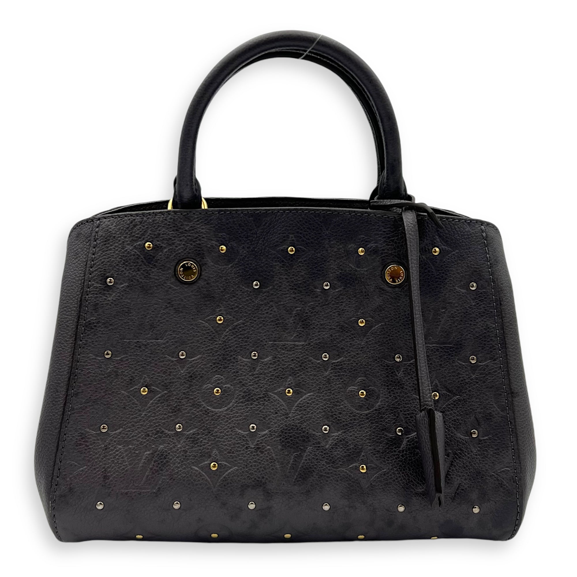 Louis Vuitton Montaigne Top Handle Bag BB Grey in Empreinte Leather, Gold hardware_1