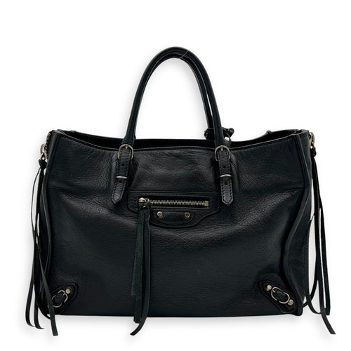 Balenciaga Papier Mini Black Top Handle Bag in Calfskin, Silver hardware_1