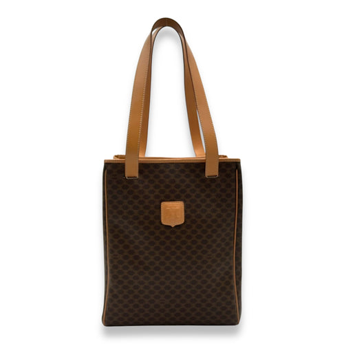 Celine Macadam Tote Bag Brown in Coated Canvas, Gold hardware_1