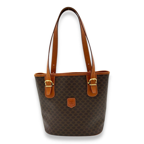 Celine Macadam Tote Bag Brown in Coated Canvas, Gold hardware_1