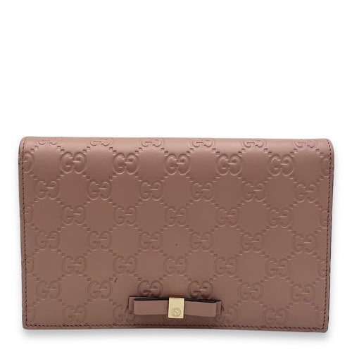 Gucci GG Bow Continental Pink Wallet On Chain in Guccissima Leather, Gold hardware_1