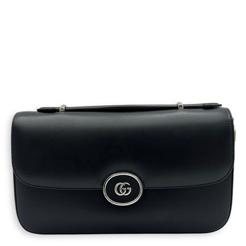 Gucci Petite GG Small Black Crossbody Bag in Calfskin, Silver hardware_1