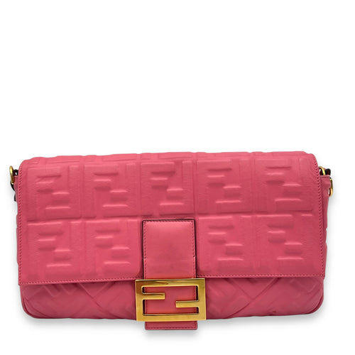 Fendi Baguette Shoulder Bag Pink in Calfskin, Gold hardware_1