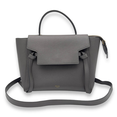 Celine Belt Micro Grey Top Handle Bag in Calfskin, Gold hardware_1