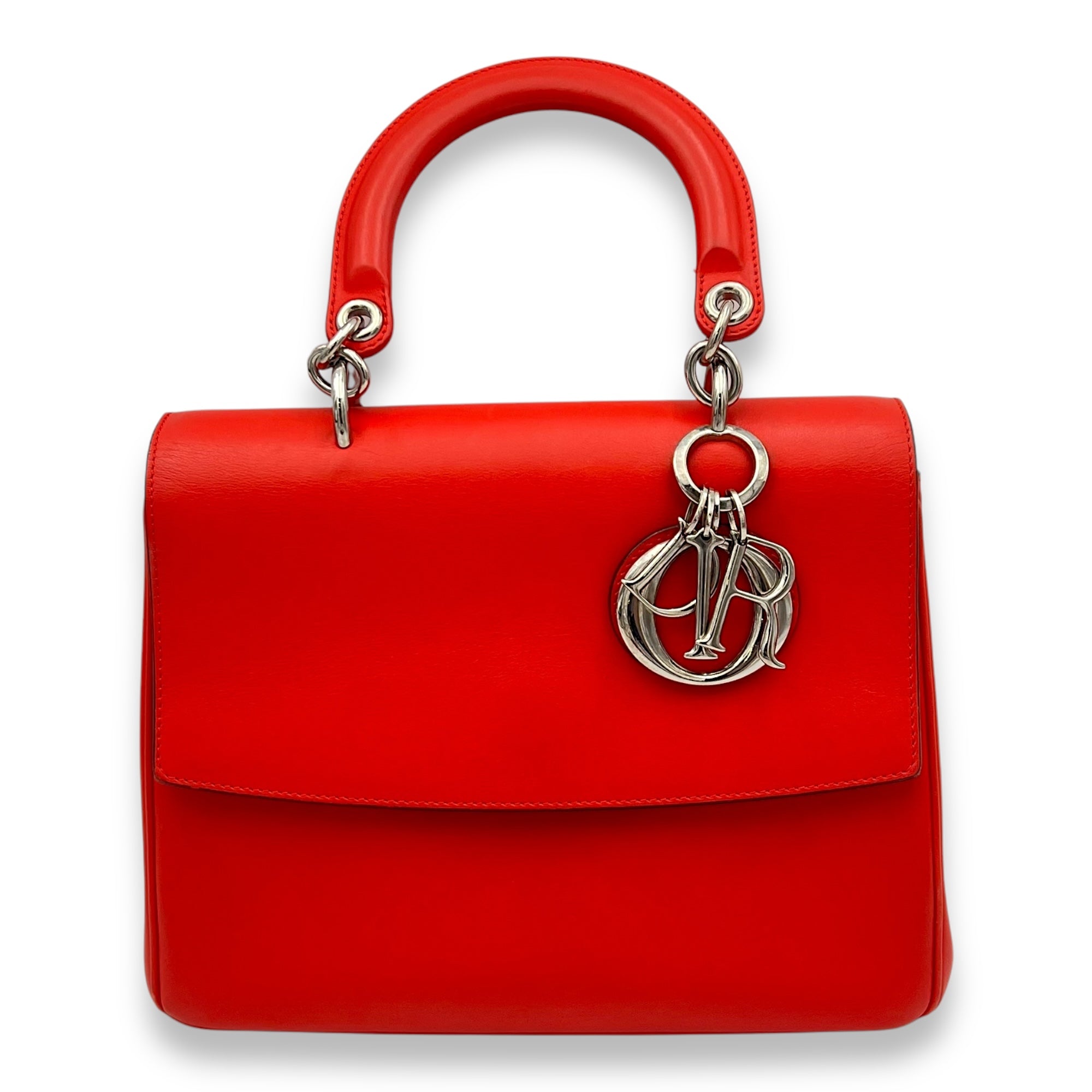 Christian Dior Be Dior Top Handle Bag Red in Calfskin, Silver hardware_1