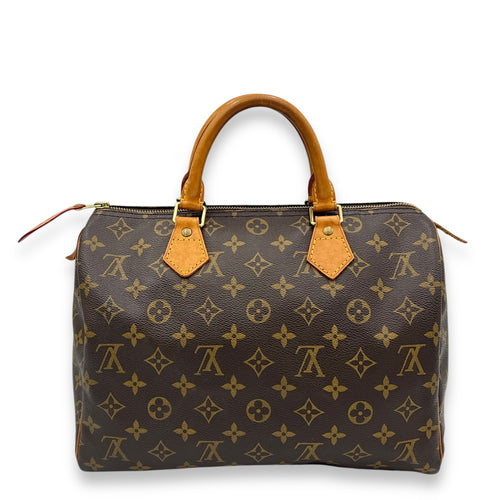 Louis Vuitton Speedy Top Handle Bag 30 Brown in Monogram Coated Canvas, Gold hardware_1