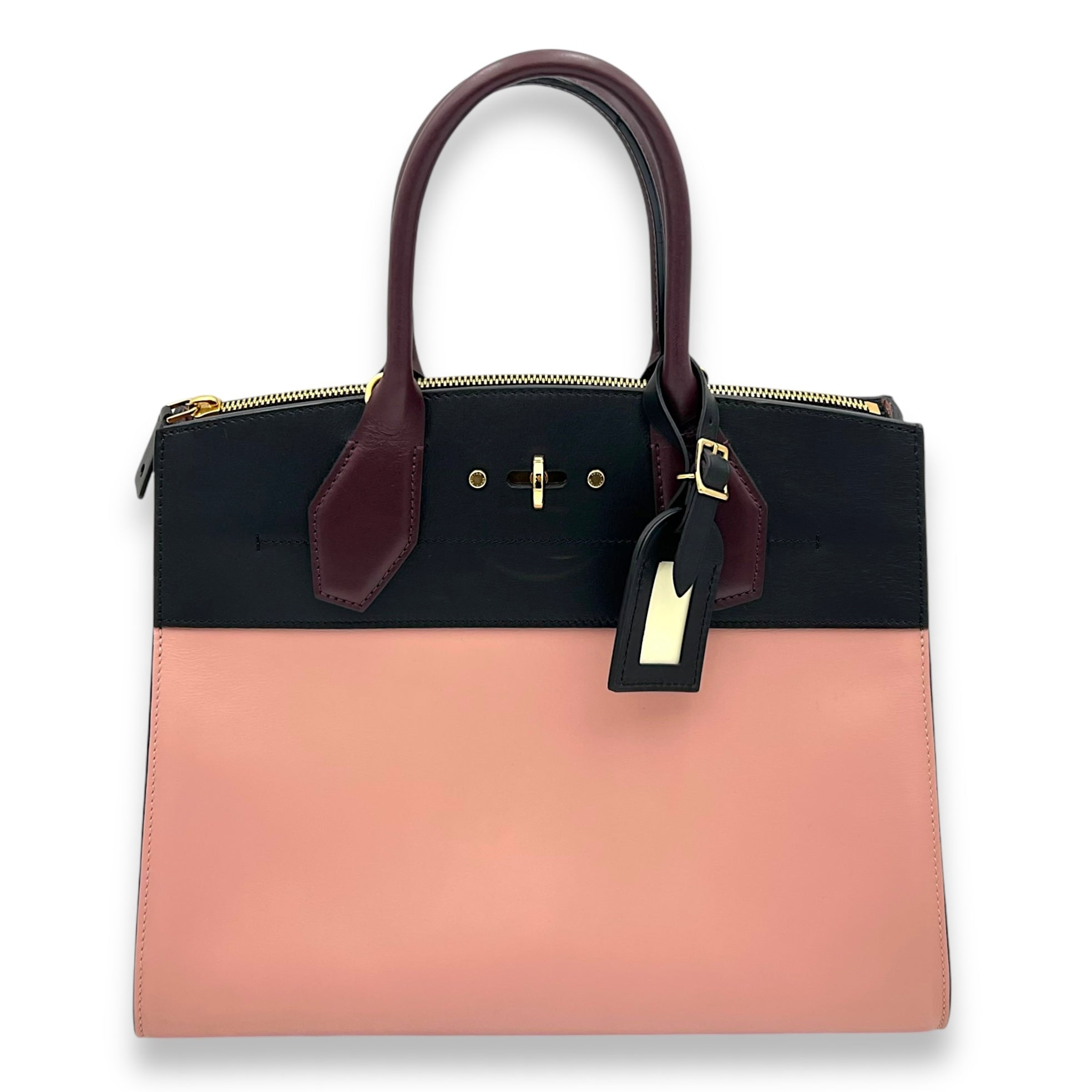 Louis Vuitton Steamer Top Handle Bag MM Pink in Calfskin, Gold hardware_2