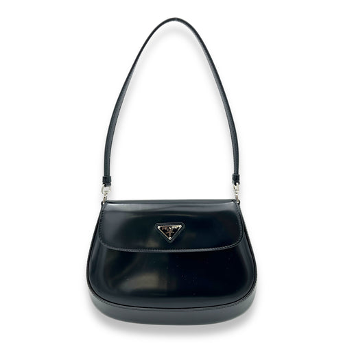 Prada Cleo Shoulder Bag Black in Calfskin, Silver hardware_1