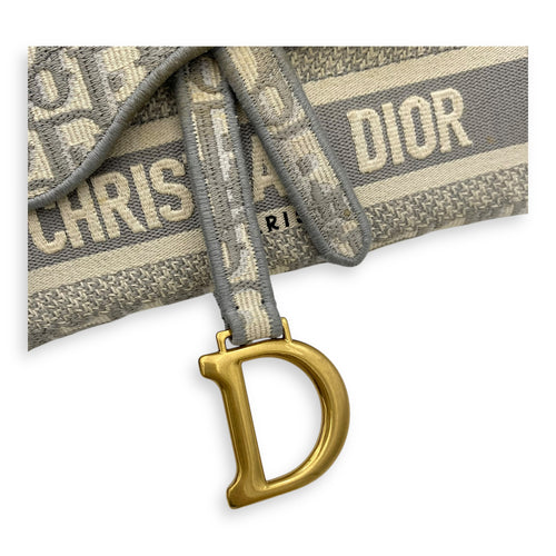 Christian Dior Saddle Belt Bag Grey in Jacquard, Gold hardware_8