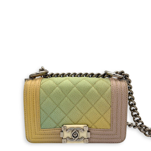 Chanel Boy Mini Multi-colour Shoulder Bag in Caviar Leather, Silver hardware_1