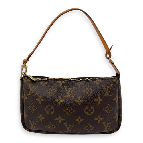 Louis Vuitton Pochette Shoulder Bag Brown in Monogram Coated Canvas, Gold hardware_1