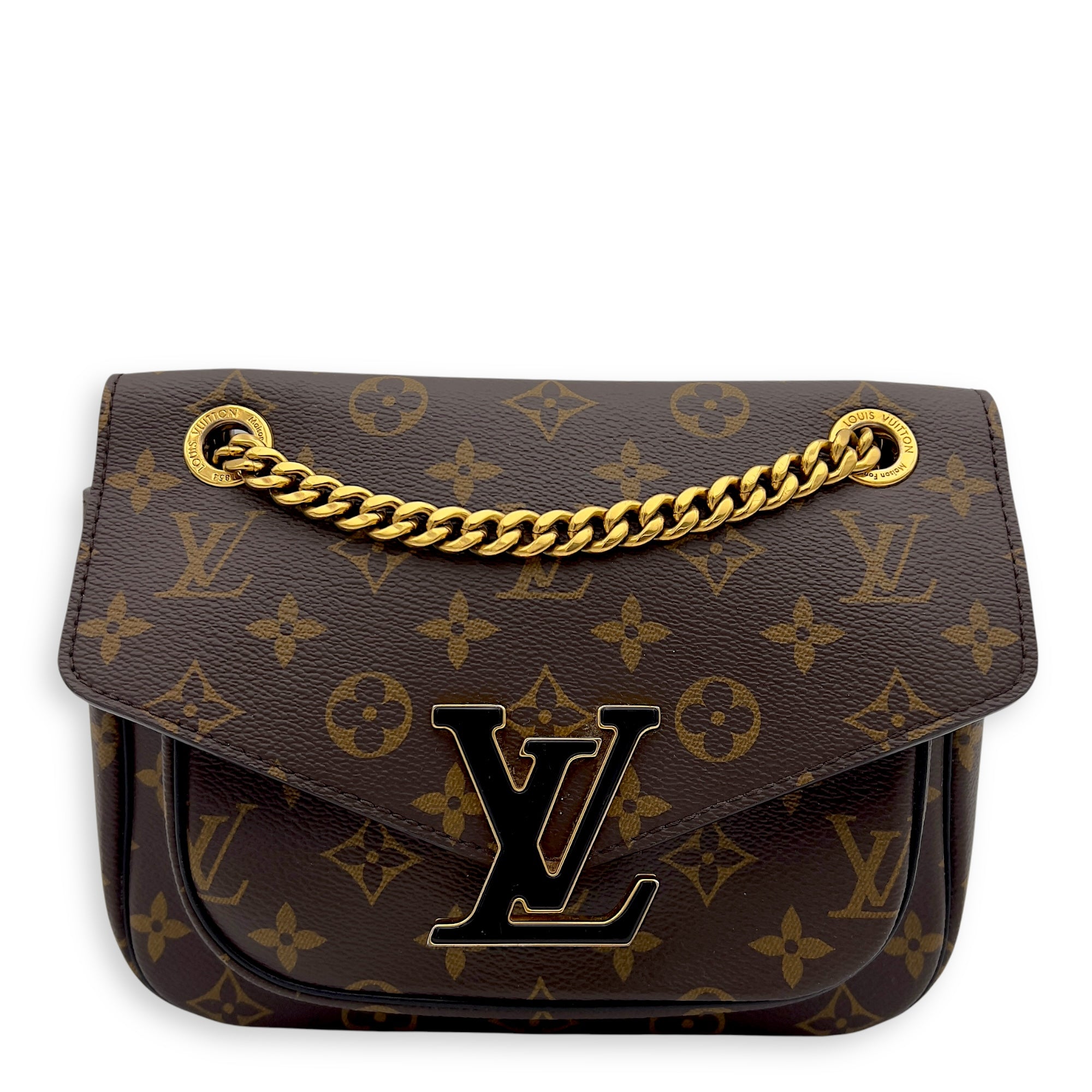 Louis Vuitton Passy Shoulder Bag Brown in Monogram Coated Canvas, Gold hardware_1