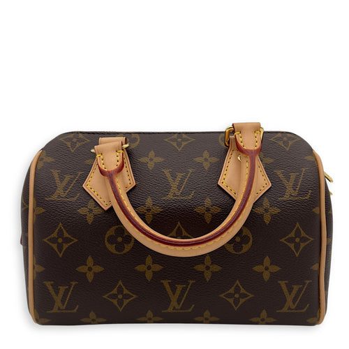 Louis Vuitton Speedy Bandouliere 20 Brown Top Handle Bag in Monogram Coated Canvas, Gold hardware_1