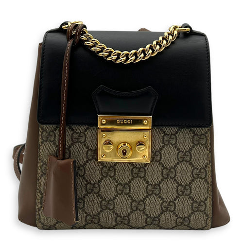 Gucci Padlock Backpack Brown in Coated Canvas, Gold hardware_1