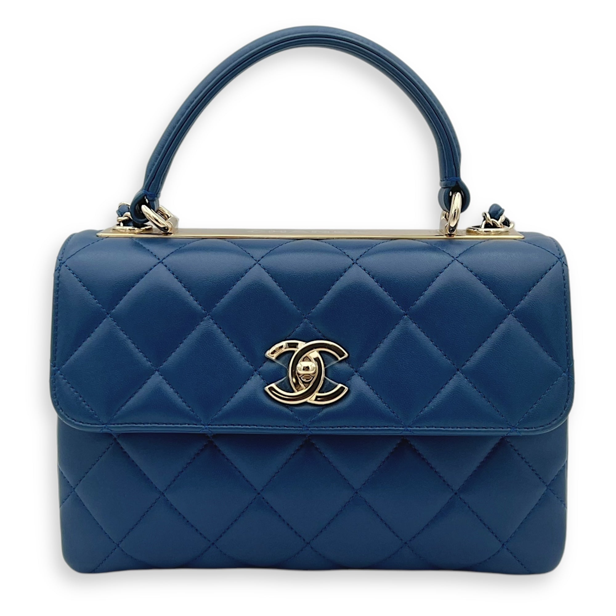 Chanel Trendy CC Top Handle Bag Blue in Lambskin, Gold hardware_1