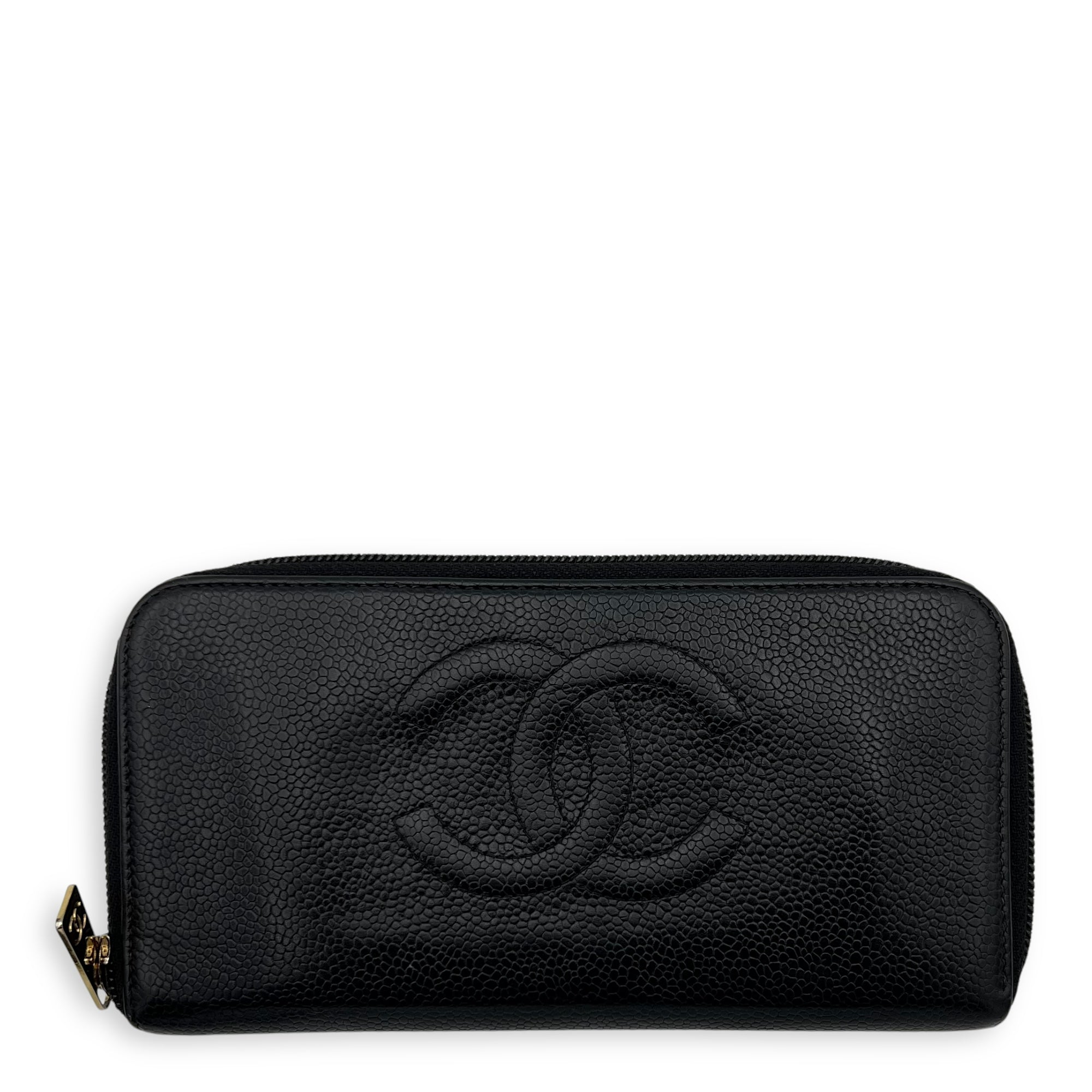 Chanel CC Zipped Black Wallet in Caviar Leather, Gold hardware_1