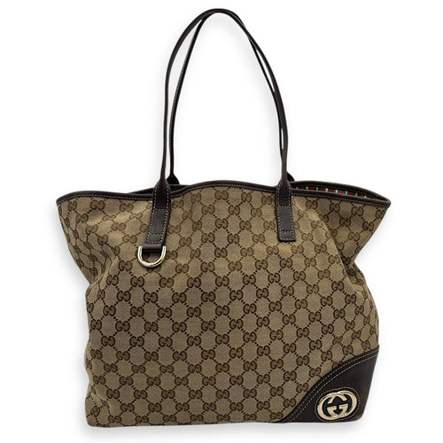 Gucci GG Tote Bag Brown in Canvas, Gold hardware_1