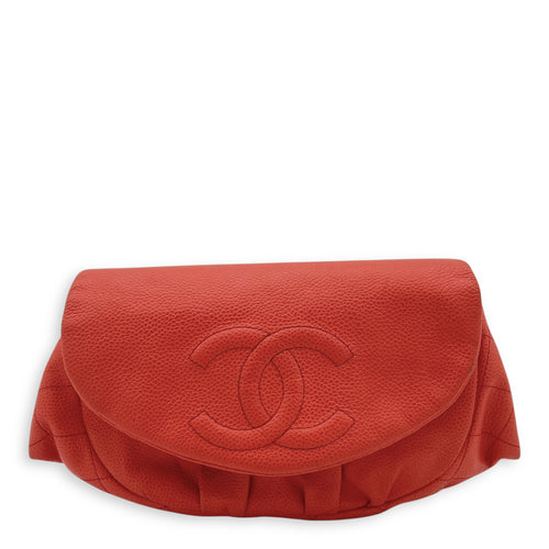 Chanel Half Moon Wallet On Chain Red in Caviar Leather, Silver hardware_1