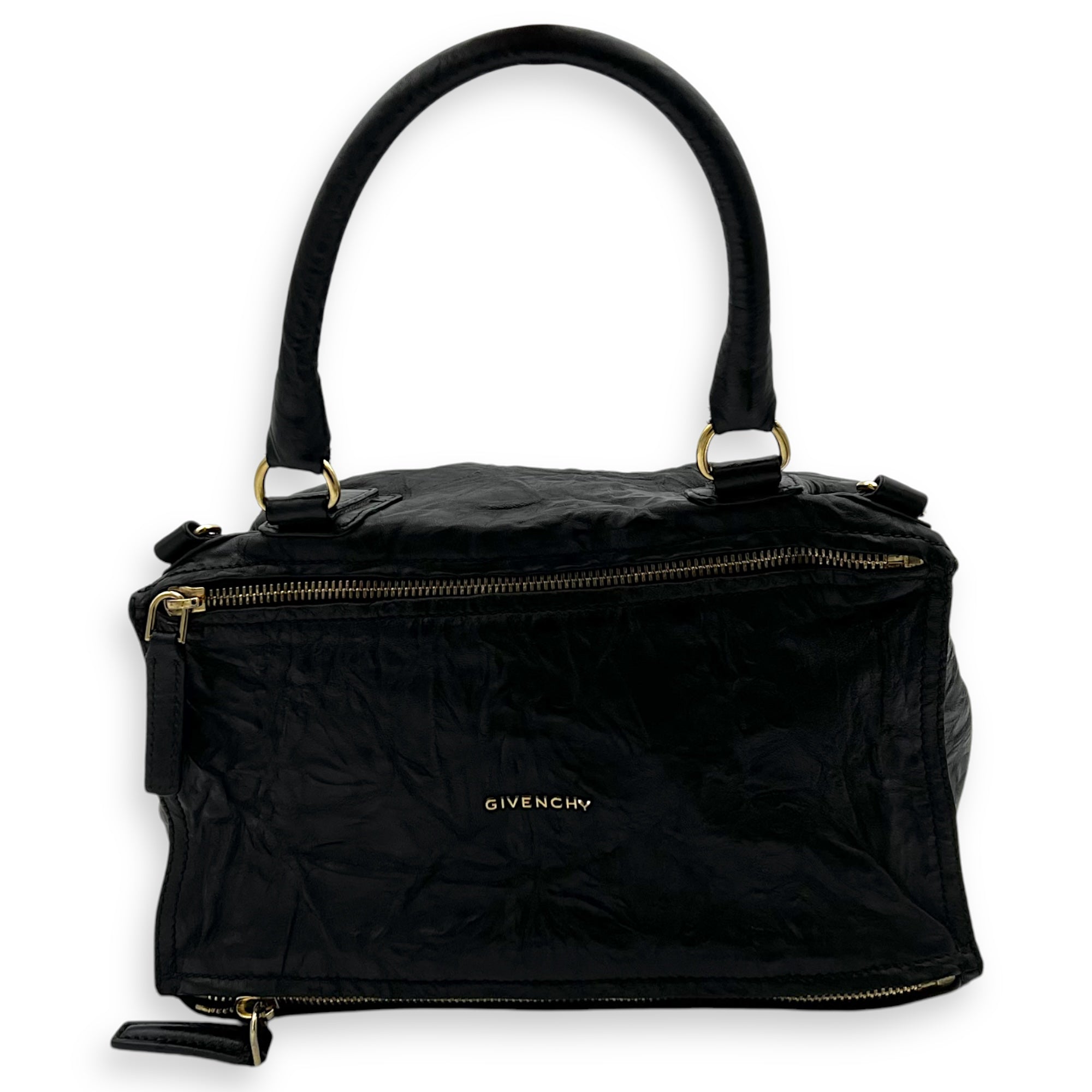 Givenchy Pandora Shoulder Bag Large Black in Goat Leather, Gold hardware_1