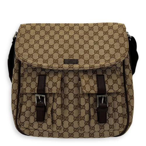 Gucci GG Canvas Brown Messenger in Jacquard, Silver hardware_1