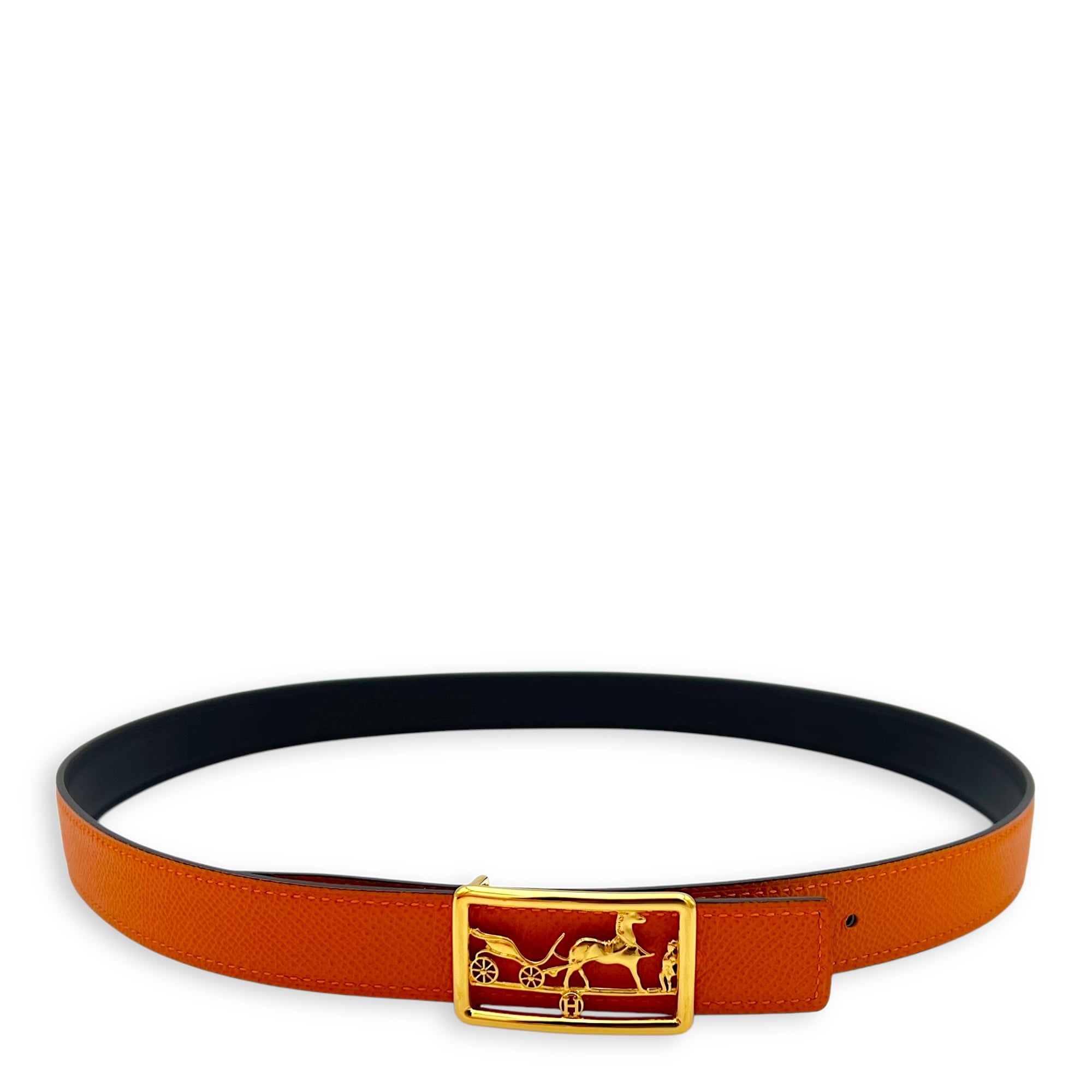 Hermès Calache reversible Orange in Epsom, Gold hardware_1