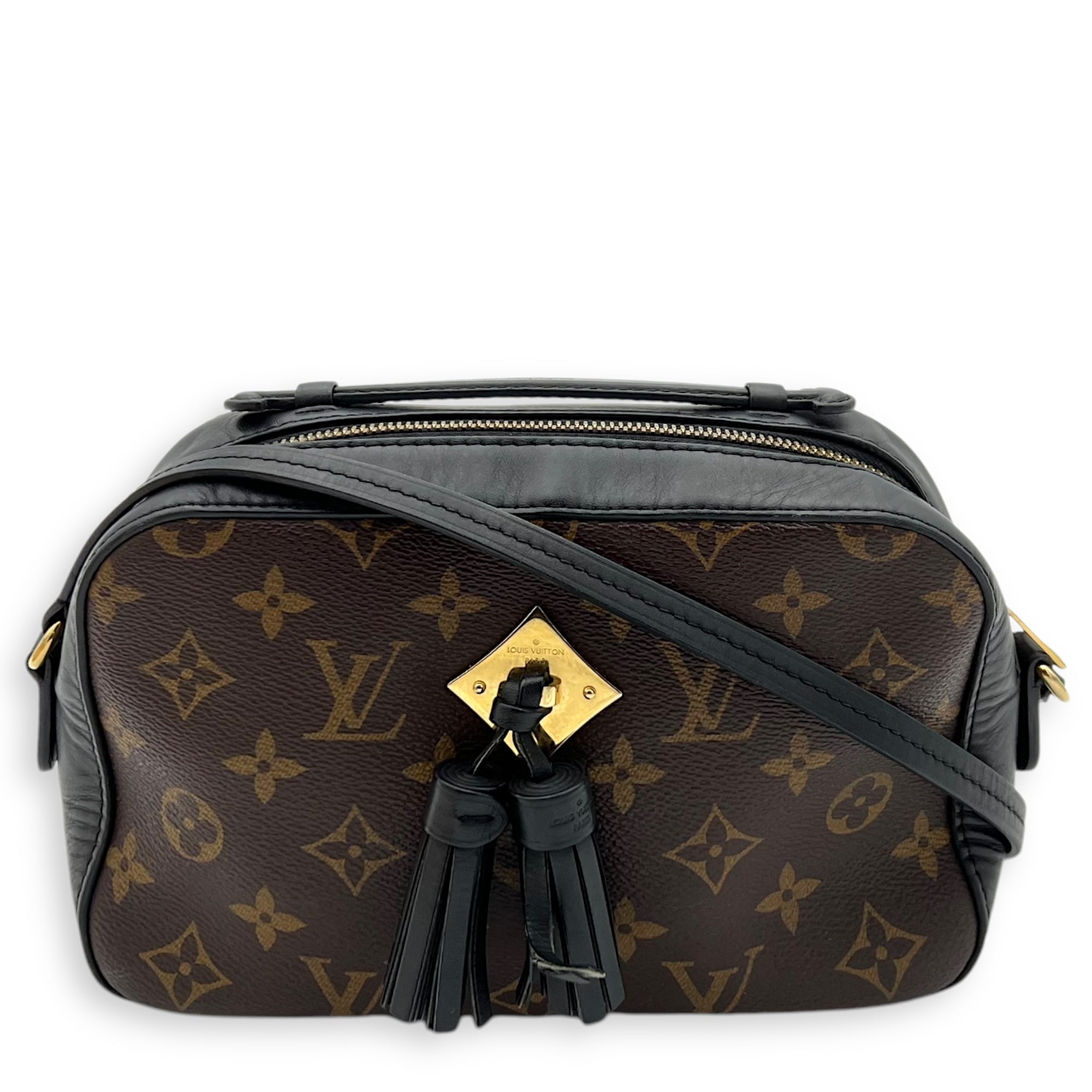 Louis Vuitton Saintonge Crossbody Bag Small Black in Monogram Coated Canvas, Gold hardware_1