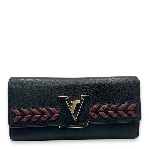 Louis Vuitton Capucines Long Black Wallet in Calfskin, Gold hardware_1