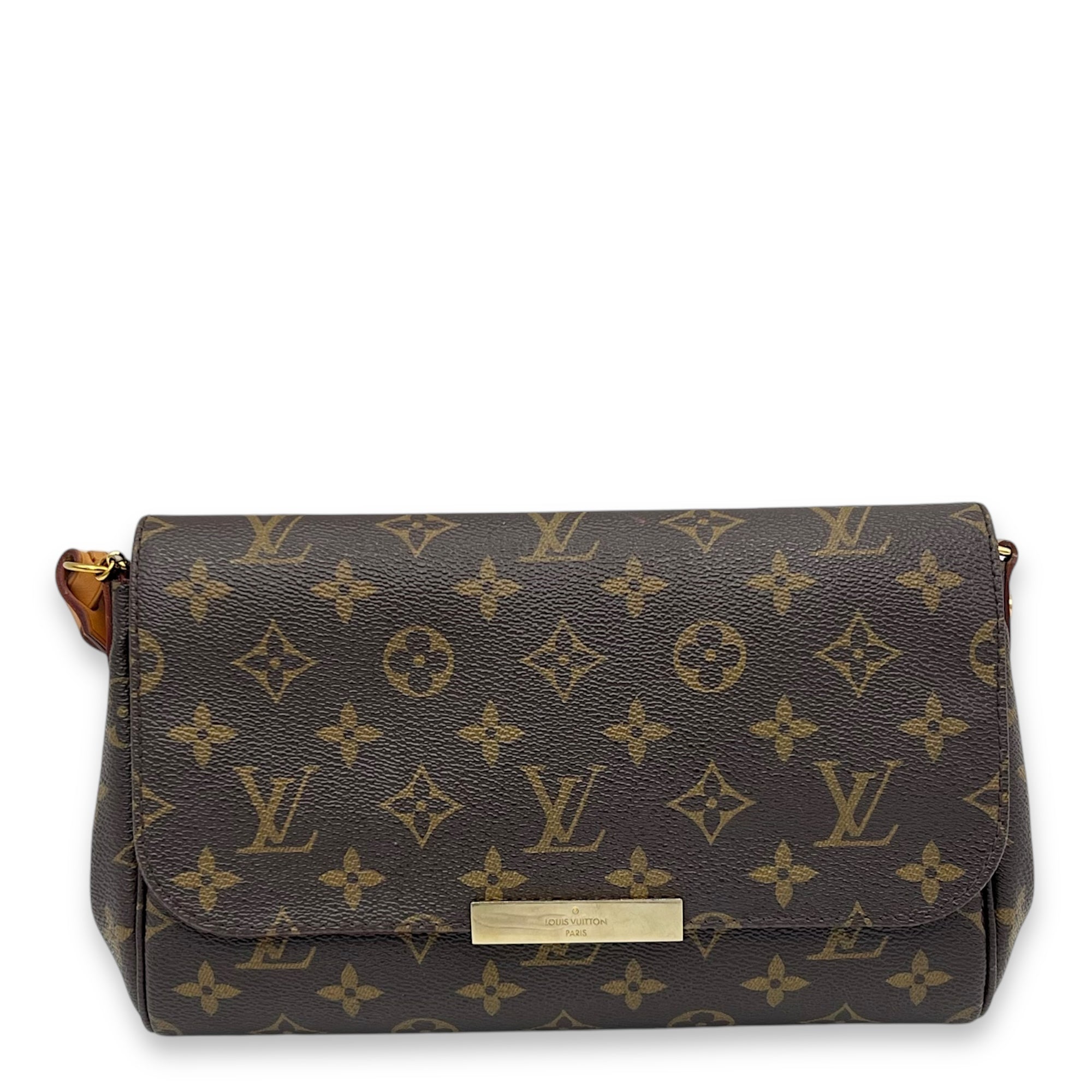 Louis Vuitton Favourite Crossbody Bag Brown in Monogram Coated Canvas, Gold hardware_1