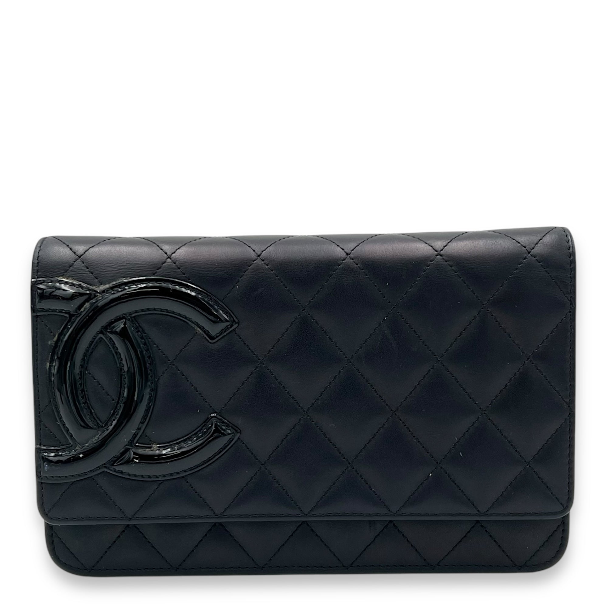 Chanel Cambon Wallet On Chain Black in Lambskin, Silver hardware_1