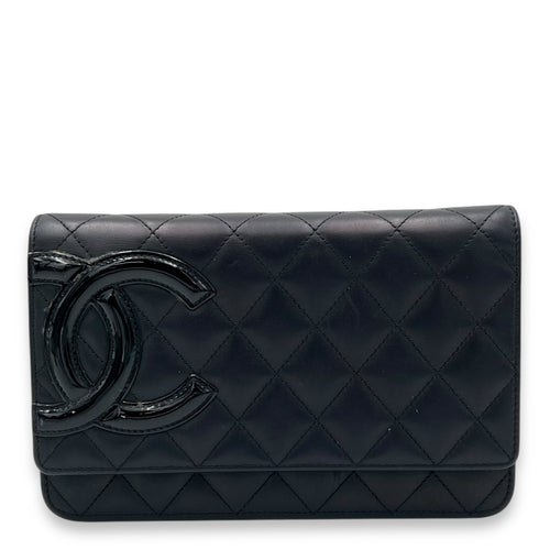 Chanel Cambon Wallet On Chain Black in Lambskin, Silver hardware_1