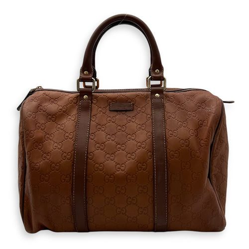 Gucci Guccissima Top Handle Bag Brown in Calfskin, Gold hardware_1