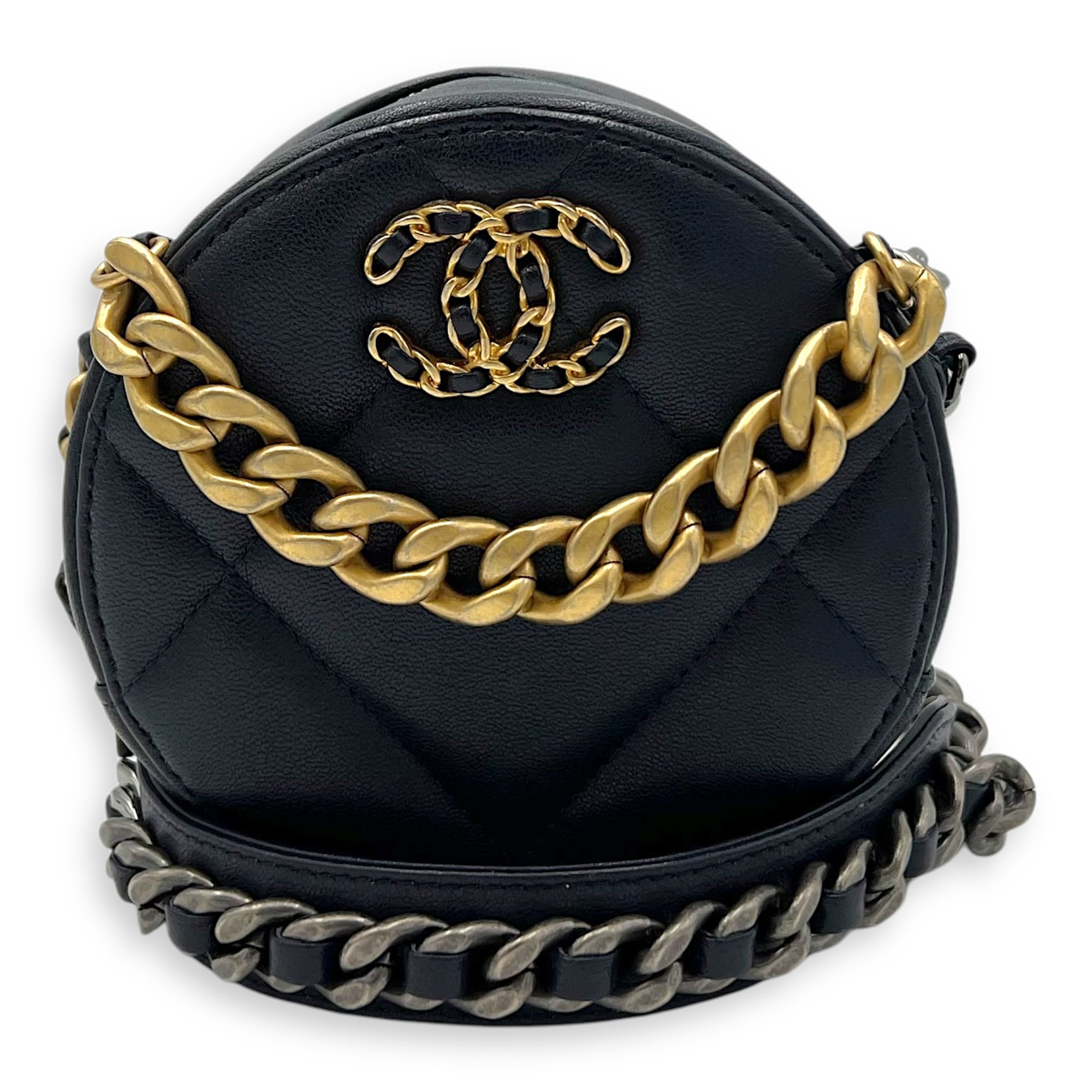 Chanel Round CC Crossbody Bag Blue in Calfskin, Mixed hardware_1