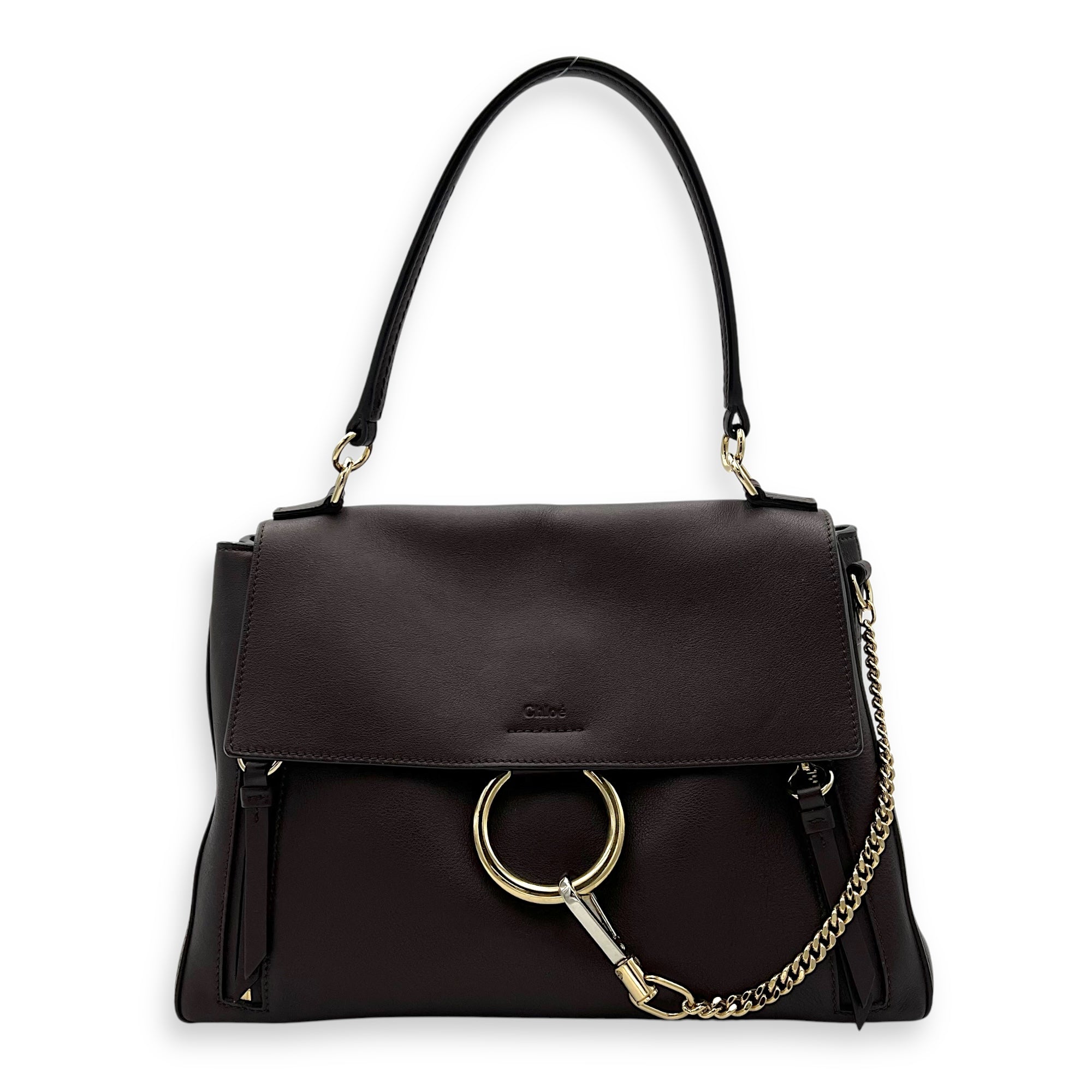 Chloé Faye Shoulder Bag Brown in Calfskin, Gold hardware_1