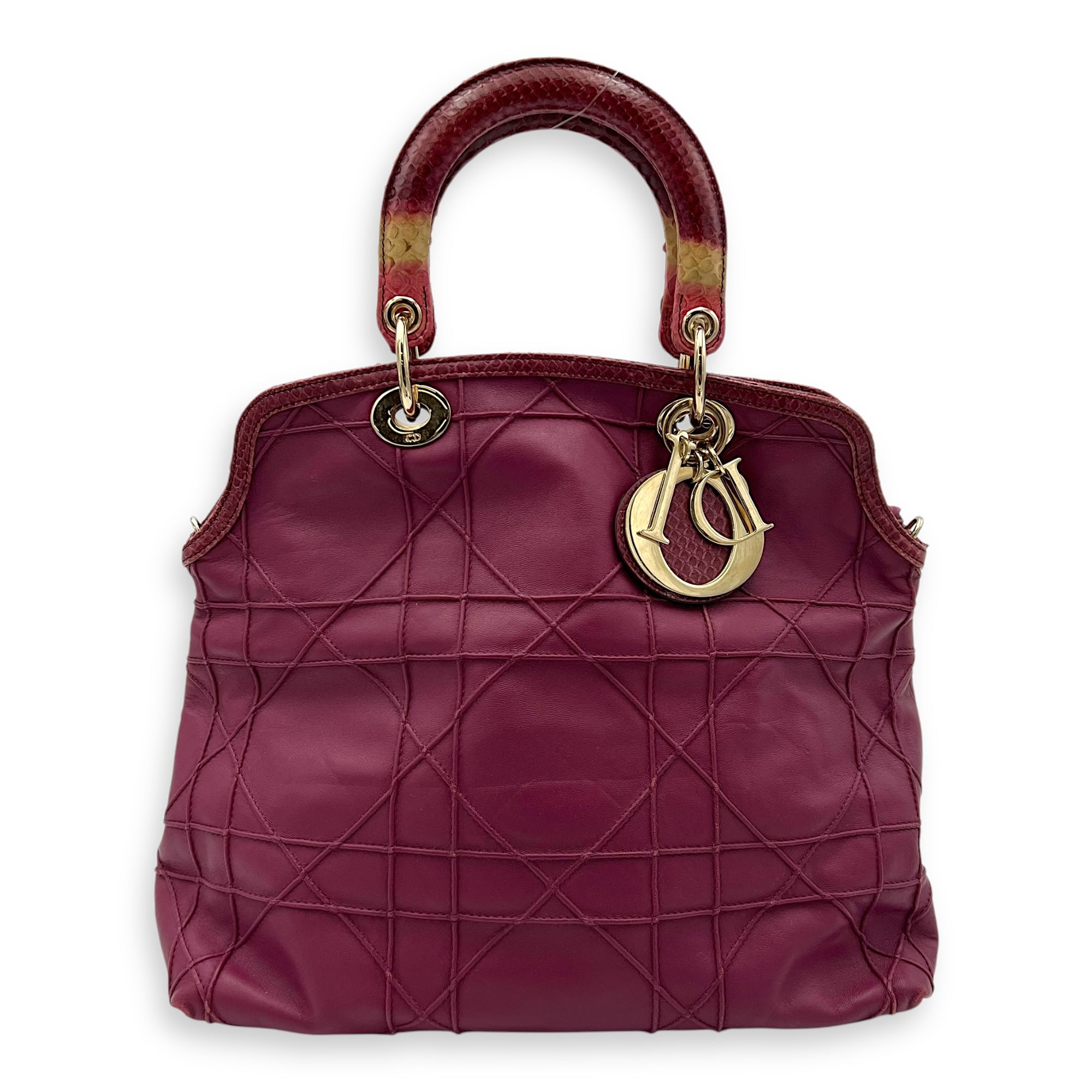 Christian Dior Granville Top Handle Bag Purple in Calfskin, Gold hardware_1