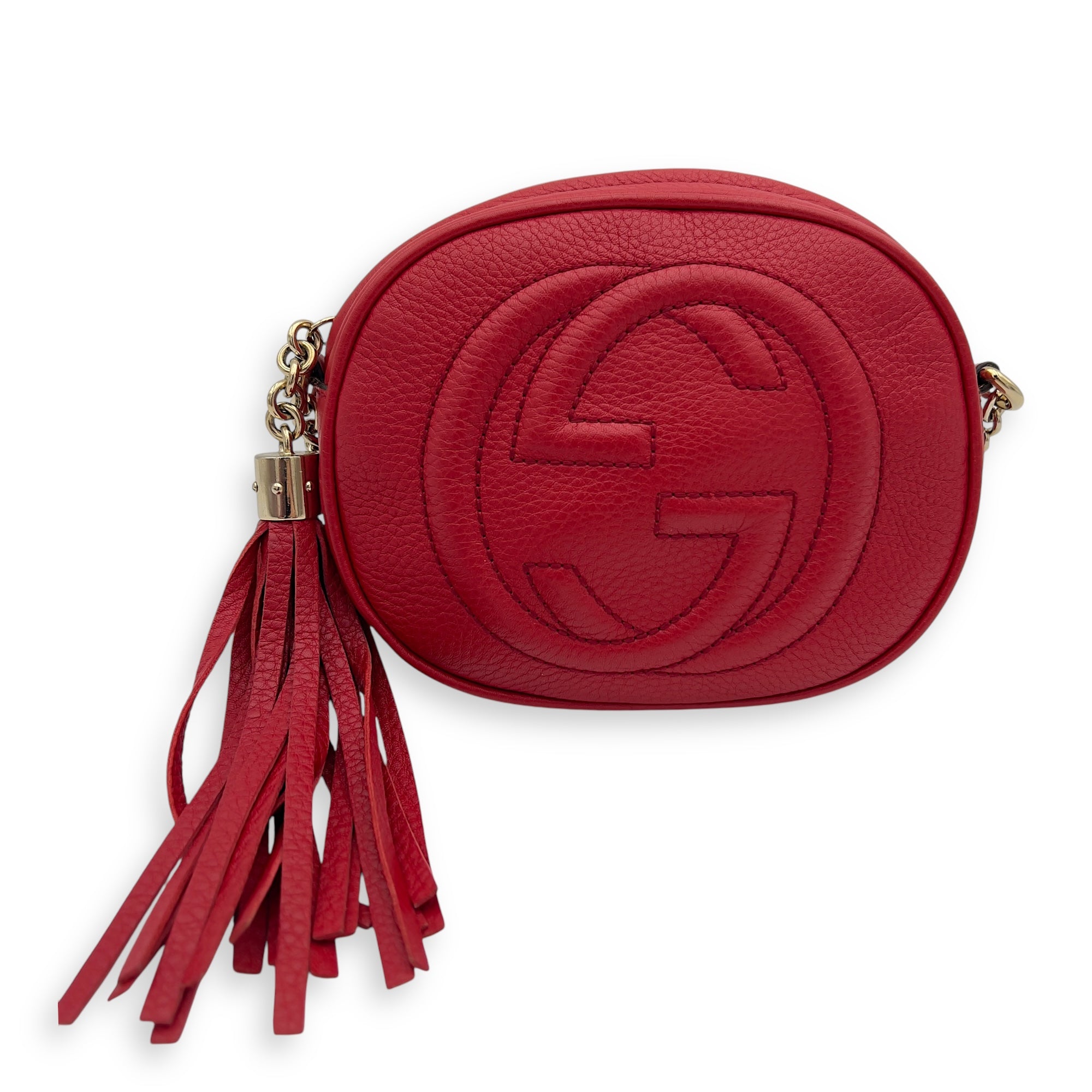 Gucci Soho Crossbody Bag Red in Calfskin, Gold hardware_1