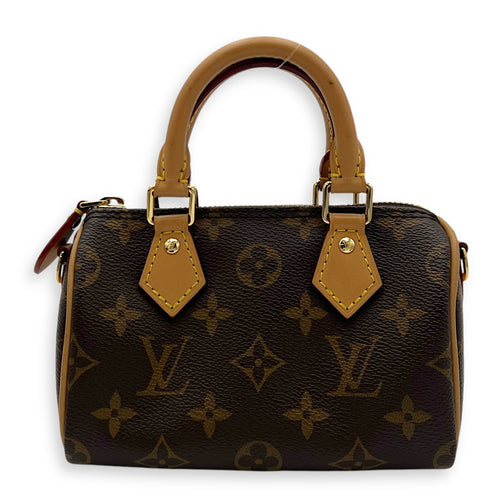 Louis Vuitton Speedy Top Handle Bag Nano Brown in Monogram Coated Canvas, Gold hardware_1