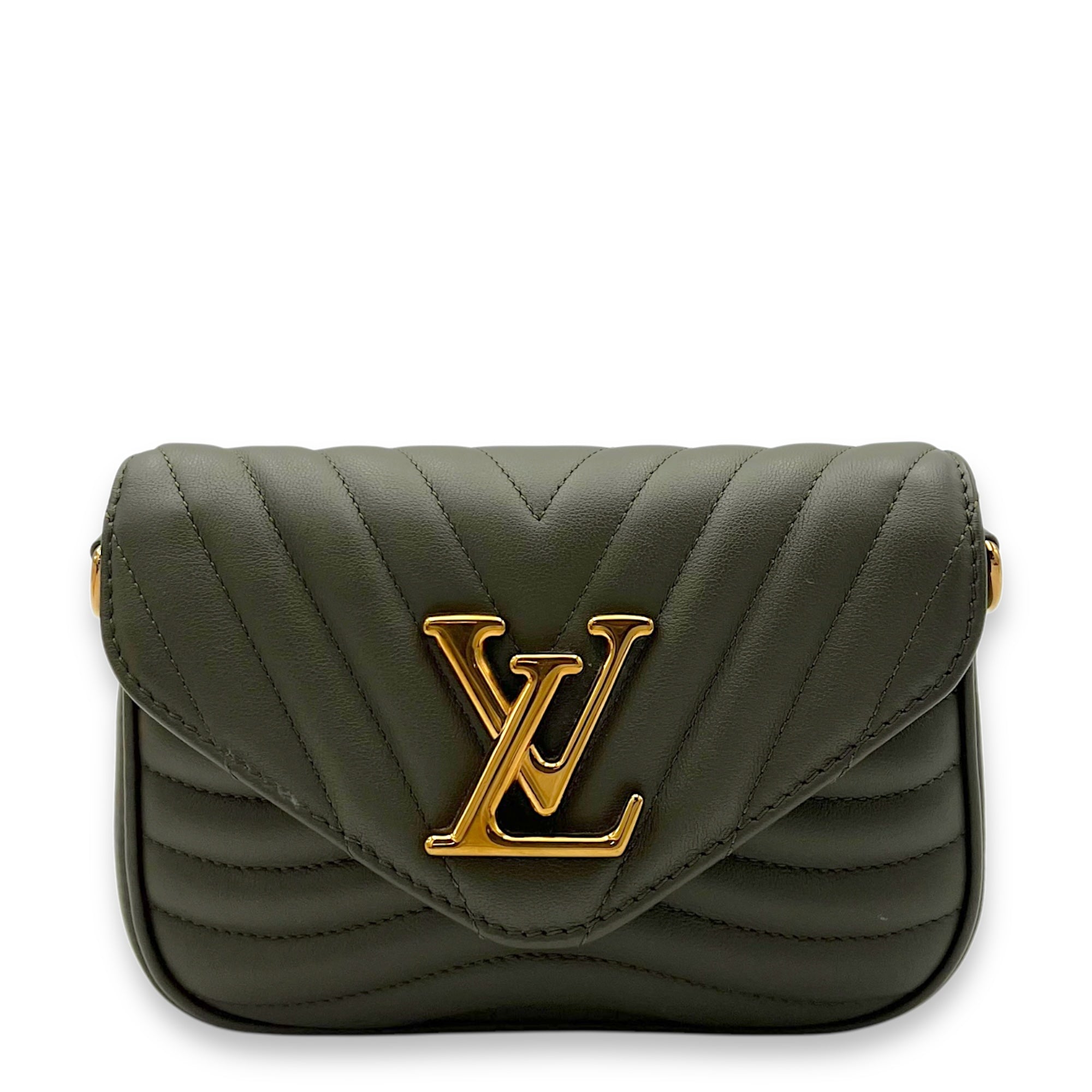 Louis Vuitton New Wave Shoulder Bag Green in Calfskin, Gold hardware_1