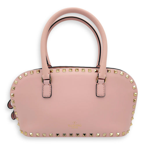 Valentino Rockstud Top Handle Bag Pink in Calfskin, Gold hardware_1