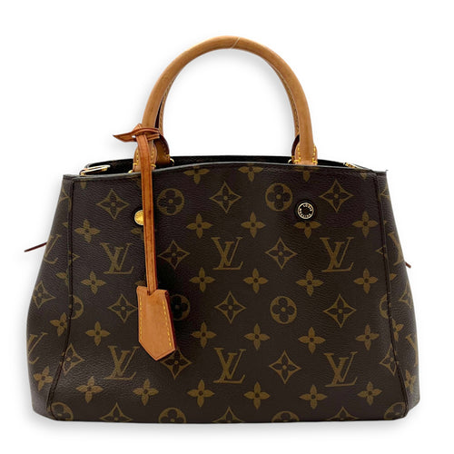 Louis Vuitton Montaigne Top Handle Bag BB Brown in Monogram Coated Canvas, Gold hardware_1