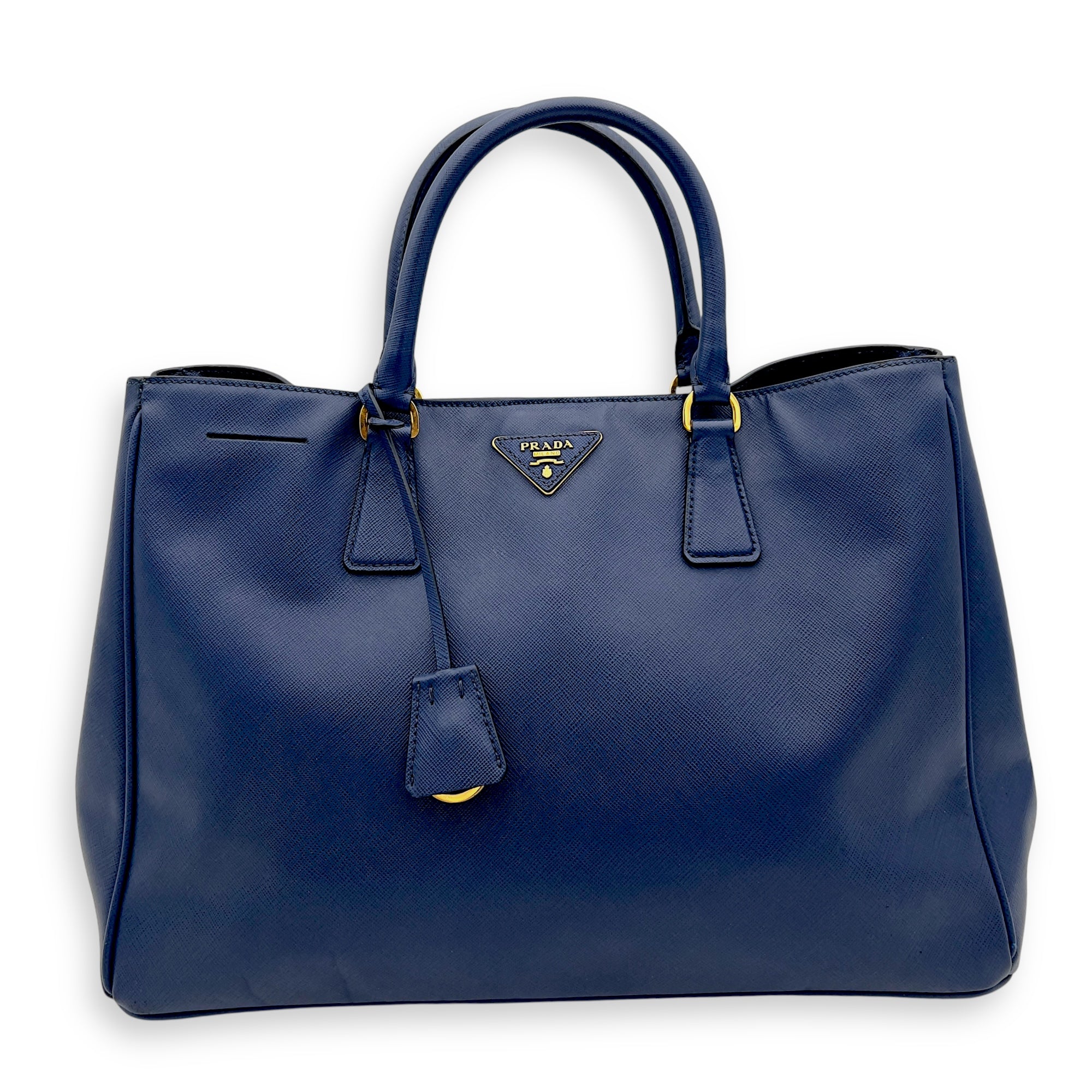 Prada Galleria Top Handle Bag Large Blue in Saffiano Leather, Gold hardware_1