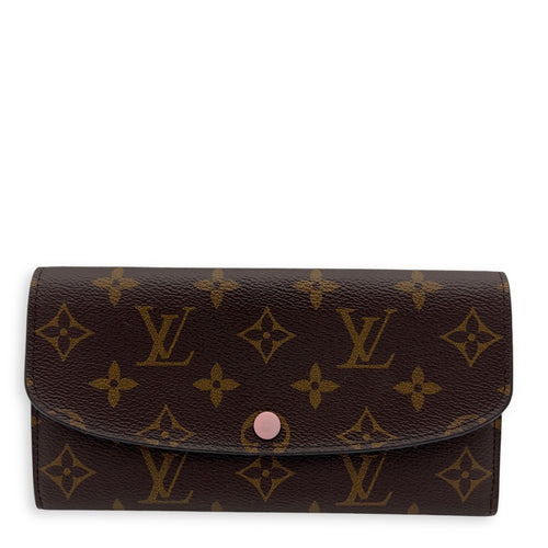 Louis Vuitton Emilie Long Brown Wallet in Monogram Coated Canvas, Gold hardware_1